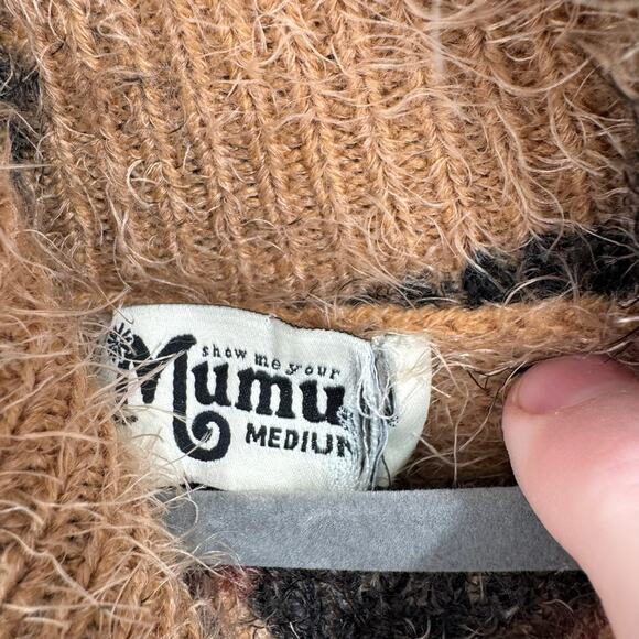 Show Me Your MuMu Fatima Turtleneck Sweater Womens M Cheetah Fever Knit Brown - Picture 8 of 13